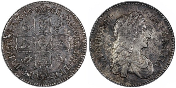 Charles II 1668 Half Crown 8 over 4