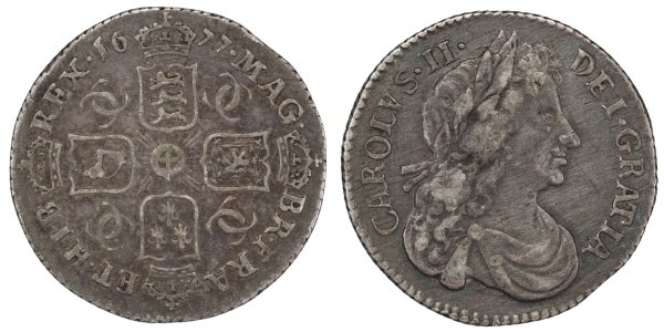 Charles II 1677 Sixpence