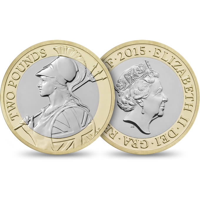 Reverse: Elizabeth II 2015 £2 Britannia - 5th Portrait