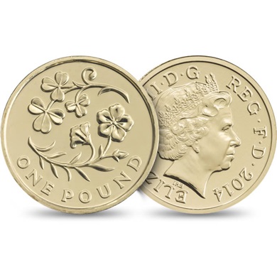 Reverse: Elizabeth II 2014 £1 Floral emblem of Northern Ireland