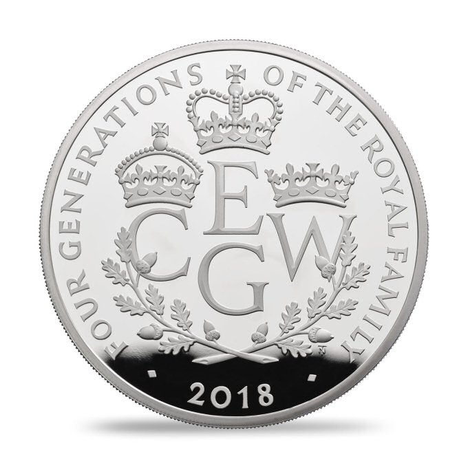 Reverse: Elizabeth II 2018 £5 Four Generations of Royalty