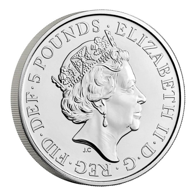 Obverse: Elizabeth II 2022 £5 Lion of England