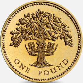 Reverse: Elizabeth II 1992 £1 Oak Tree