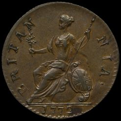 Obverse: George III 1772 Half Penny Error GEORIVS