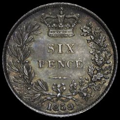 Obverse: Victoria 1859 Sixpence