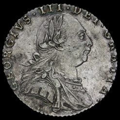 Reverse: George III 1787 Sixpence rev. no semée of hearts on 4th shield