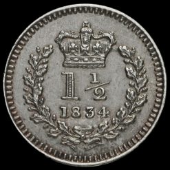 Obverse: William IV 1834 Three Halfpence