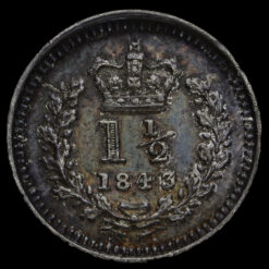 Obverse: Victoria 1843 Three Halfpence