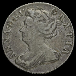 Reverse: Anne 1707 Sixpence Roses & Plumes in angles on rev