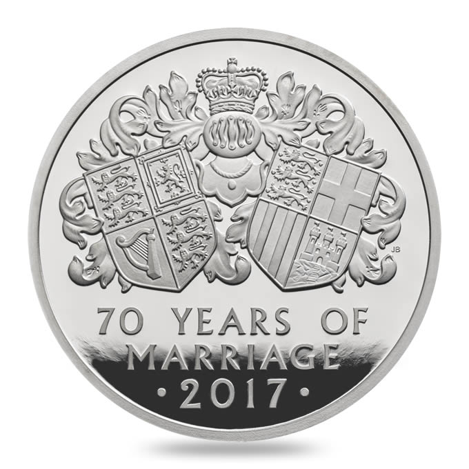 Reverse: Elizabeth II 2017 £5 Platinum Wedding