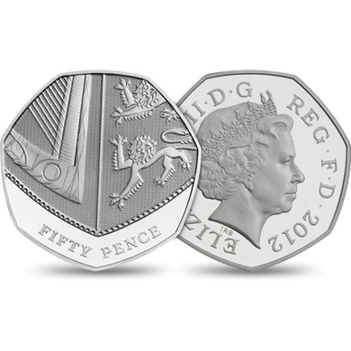 Reverse: Elizabeth II 2012 50p Royal Shield