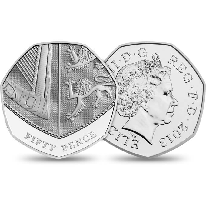 Reverse: Elizabeth II 2013 50p Royal Shield