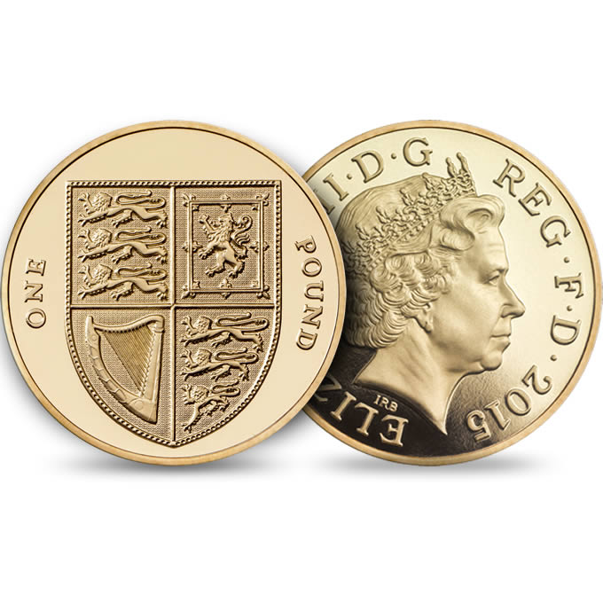 Reverse: Elizabeth II 2015 £1 Royal Shield - 4th Portrait