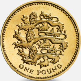 Reverse: Elizabeth II 2002 £1 Three Lions