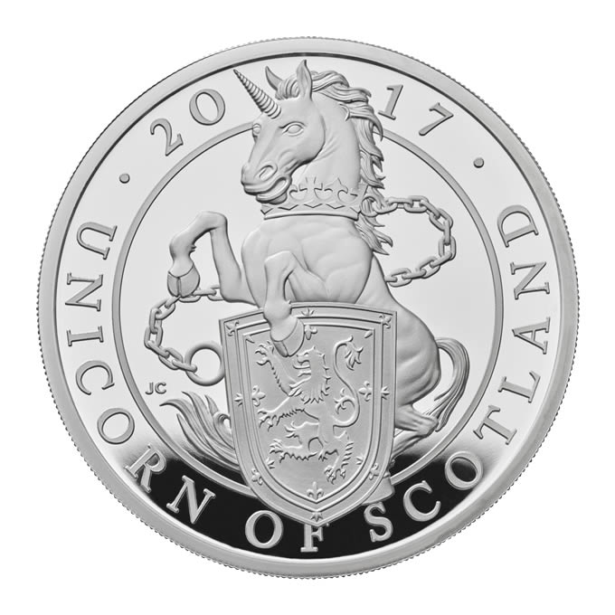 Reverse: Elizabeth II 2017 £5 The Unicorn of Scotland