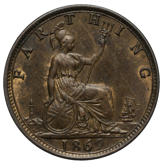 Reverse: Victoria 1869 Farthing