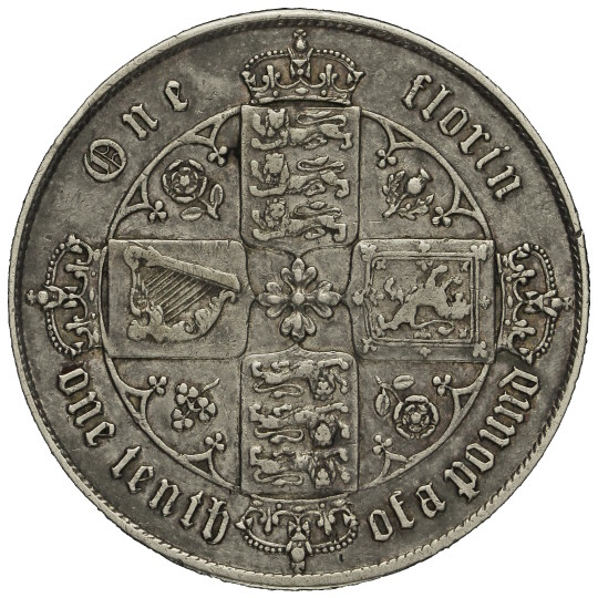 Reverse: Victoria 1869 Florin mdccclxix