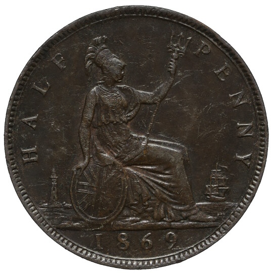 Reverse: Victoria 1869 Half Penny