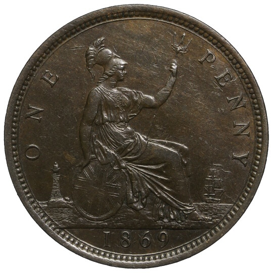 Reverse: Victoria 1869 Penny