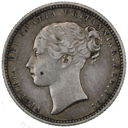 Obverse: Victoria 1869 Shilling
