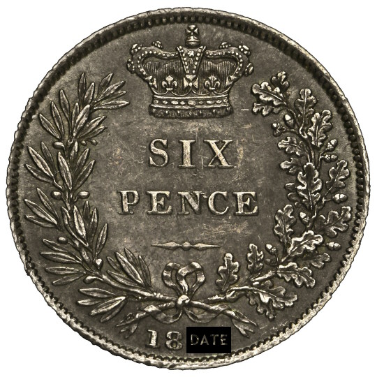 Reverse: Victoria 1869 Sixpence