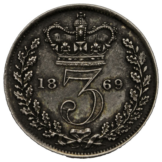Reverse: Victoria 1869 Threepence
