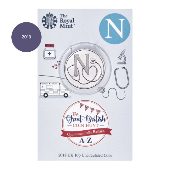 2018 N for NHS 10p [Uncirculated - Royal Mint pack]