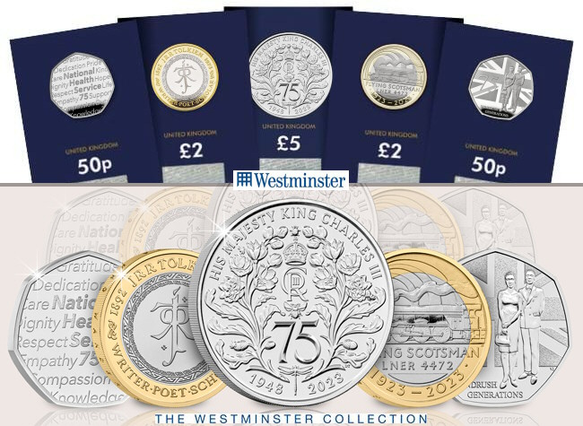 The 2023 Royal Mint Annual Coin Set 5 Commemorative BU 50p 2 And 5 