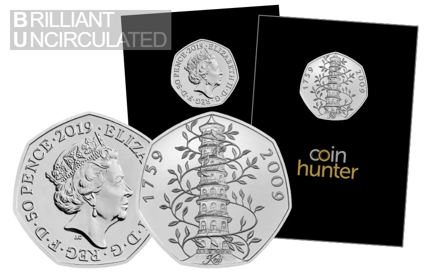 2019 Kew Gardens Brilliant Uncirculated 50p Coin Hunter Card 