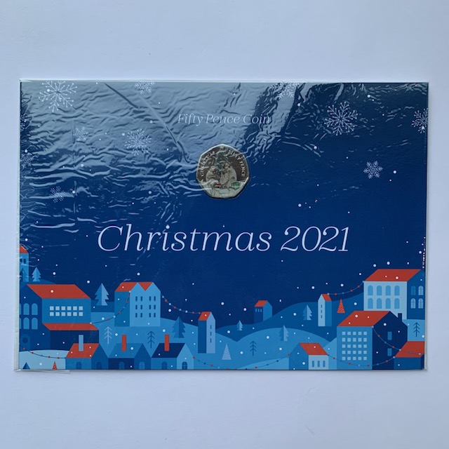 2021 Gibraltar Colour  50p Coin Christmas Card