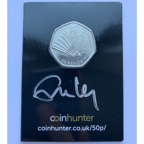 2011 Olympic Badminton Circulated 50p [Coin Hunter card] signed by designer Emma Kelly