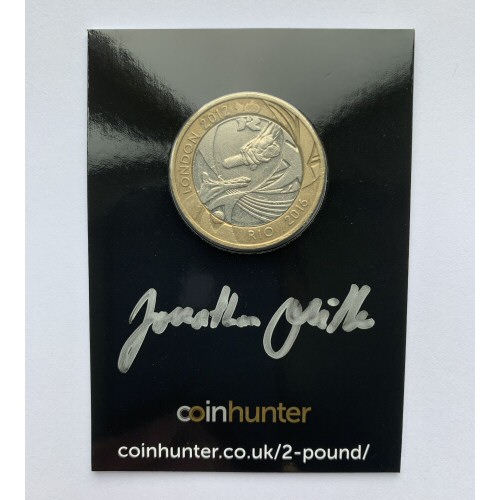 2012 Handover to Rio Circulated £2 Coin [Coin Hunter card] signed by designer Jonathan Olliffe