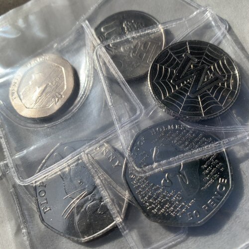 5 Coin Collection Starter Pack Circulation 2018 E and W 10p, Flopsy 50p, 2019 Sherlock 50p, 2020 Gibraltar Dolphin 20p