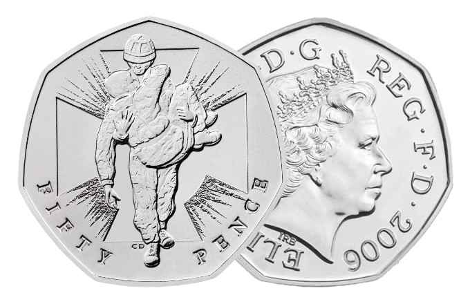 2006 50p Coin Victoria Cross heroic acts (Reverse / Obverse)