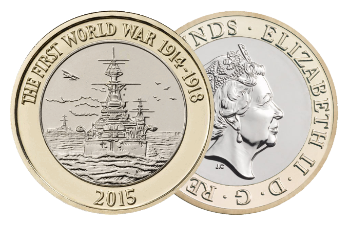 2015 £2 Coin First World War Centenary Navy (Reverse / Obverse)