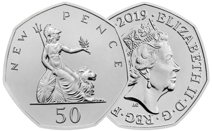 2019 50 Years of the 50p New Pence Britannia