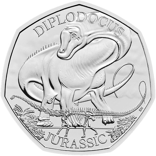 2024 50p Coin Dinosaur Diplodocus