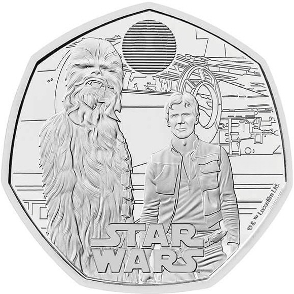 2024 50p Coin Star Wars Han Solo and Chewbacca