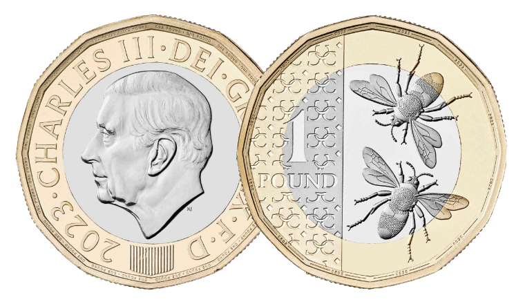 2023 £1 Coin Bees (Reverse / Obverse)