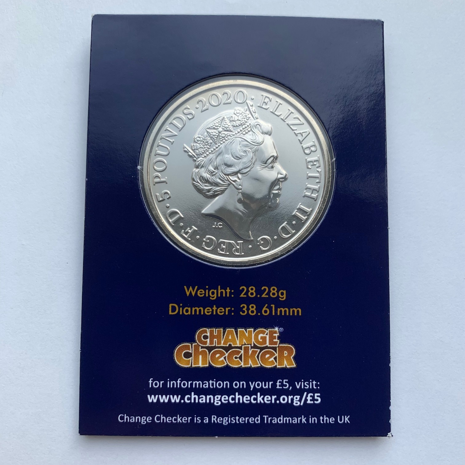 2020 Bond, James Bond £5, BU Change Checker card Coin Hunter Auction