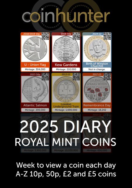 2025 DIARY Royal Mint Coins A5 Week to View Desk Diary and Year Planner