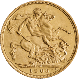 Reverse: Edward VII 1908 Gold Sovereign Satin finish Proof only C (Ottawa Mint)
