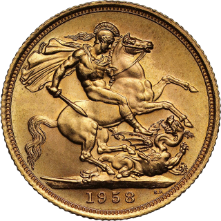 Reverse: Elizabeth II 1958 Gold Sovereign