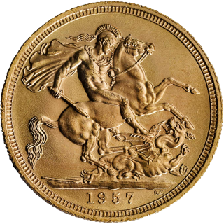 Reverse: Elizabeth II 1957 Gold Sovereign