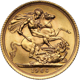 Reverse: Elizabeth II 1966 Sovereign