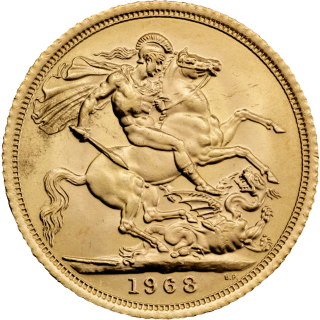 Reverse: Elizabeth II 1968 Sovereign