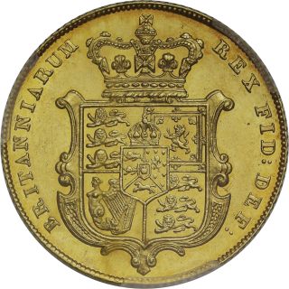 Reverse: George IV 1825 Sovereign Second bust, shield reverse