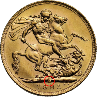 Reverse: George V 1921 Gold Sovereign M (Melbourne Mint)