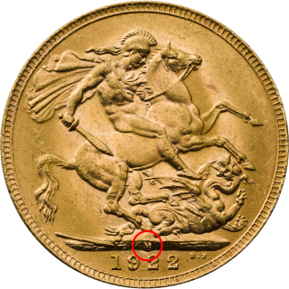 Reverse: George V 1922 Sovereign M (Melbourne Mint)