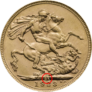 Reverse: George V 1923 Gold Sovereign SA (Pretoria Mint)